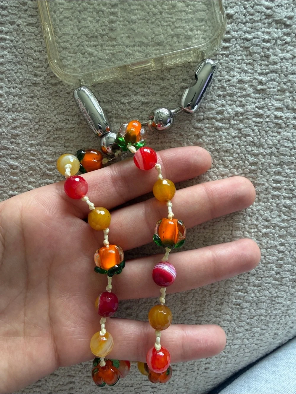 Ossa Beaded Phone Strap Case - Clear case with Multicolor Beads